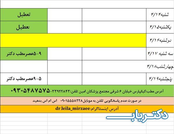 نمونه کار دکتر لیلا میرزایی